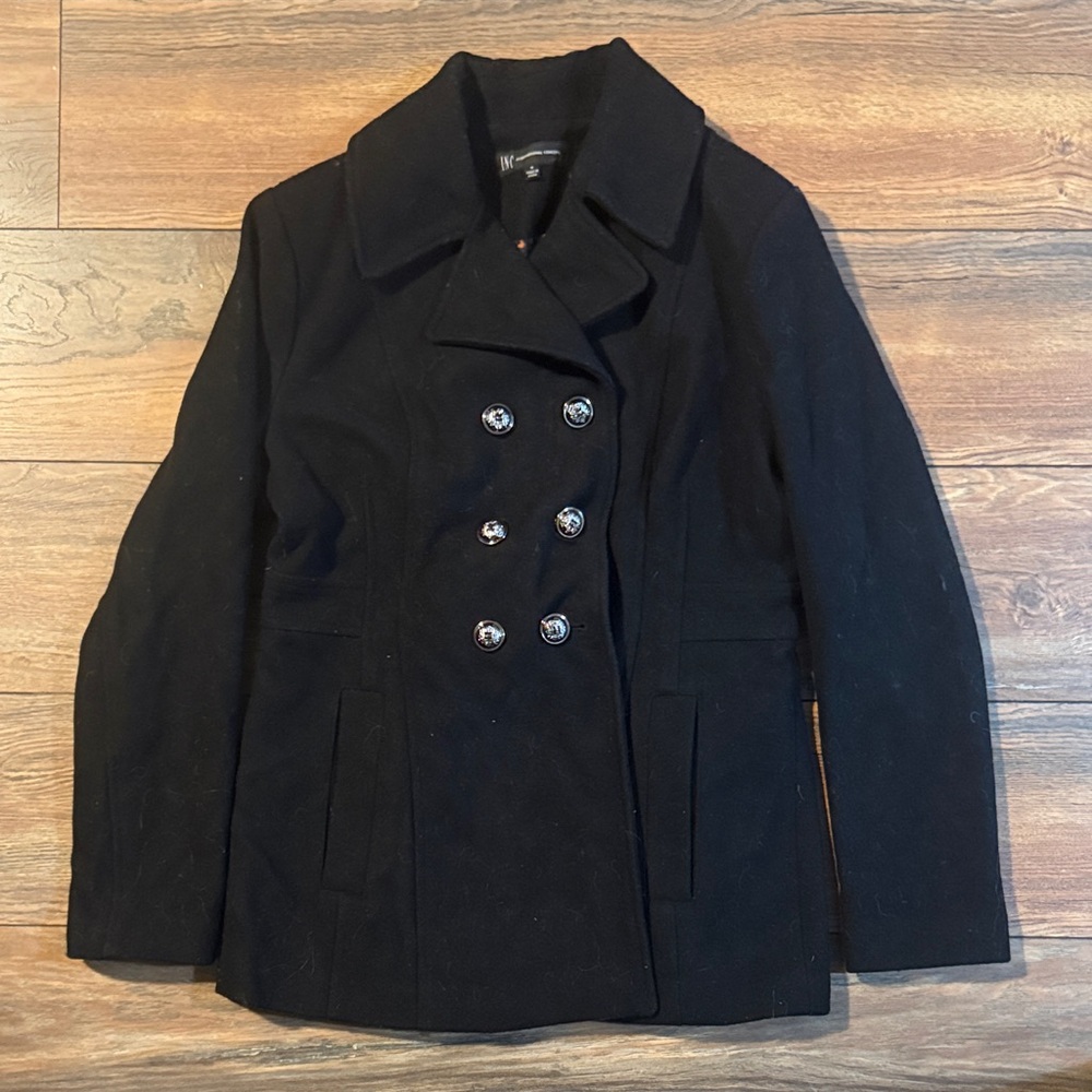 INC International Concepts Black Pea Coat